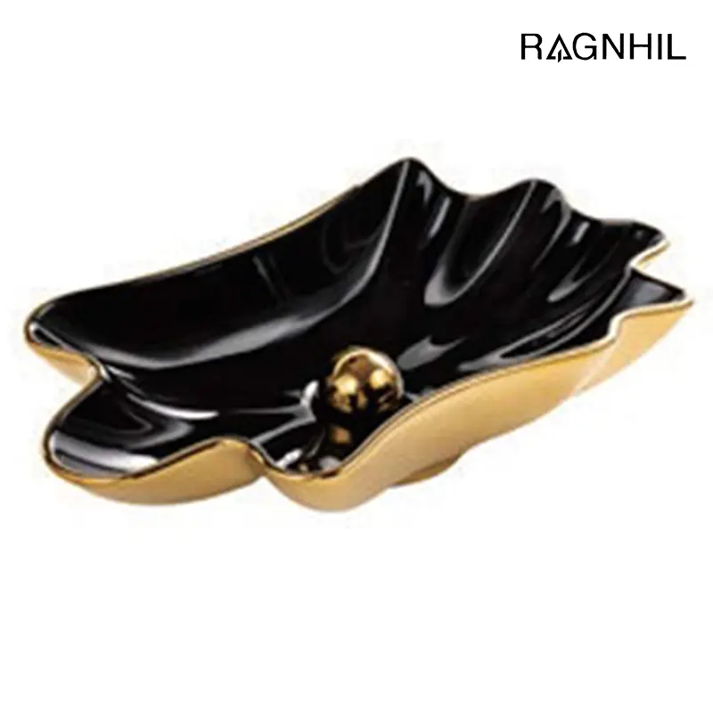 Elegant Shell-like Art Basin : Luxury Bathroom Sink with Golden Accents-product